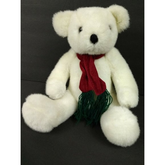 Kuddle me toys Christmas Scarf Polar Bear stuffed animal plushie 9" Decor Figure - Picture 3 of 12